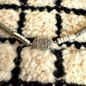 Beautiful leather and stone gray necklace